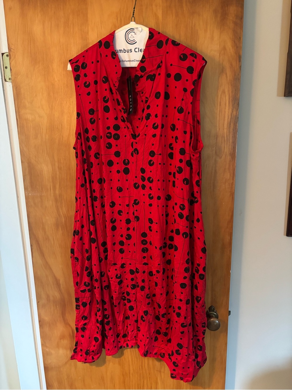 NWT! Kozan Women's Red and Black Polka Dot Dress  Size XL